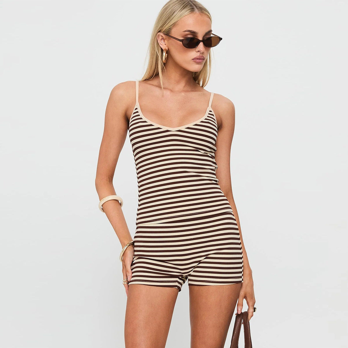 Chocolate Stripe Ribbed Set